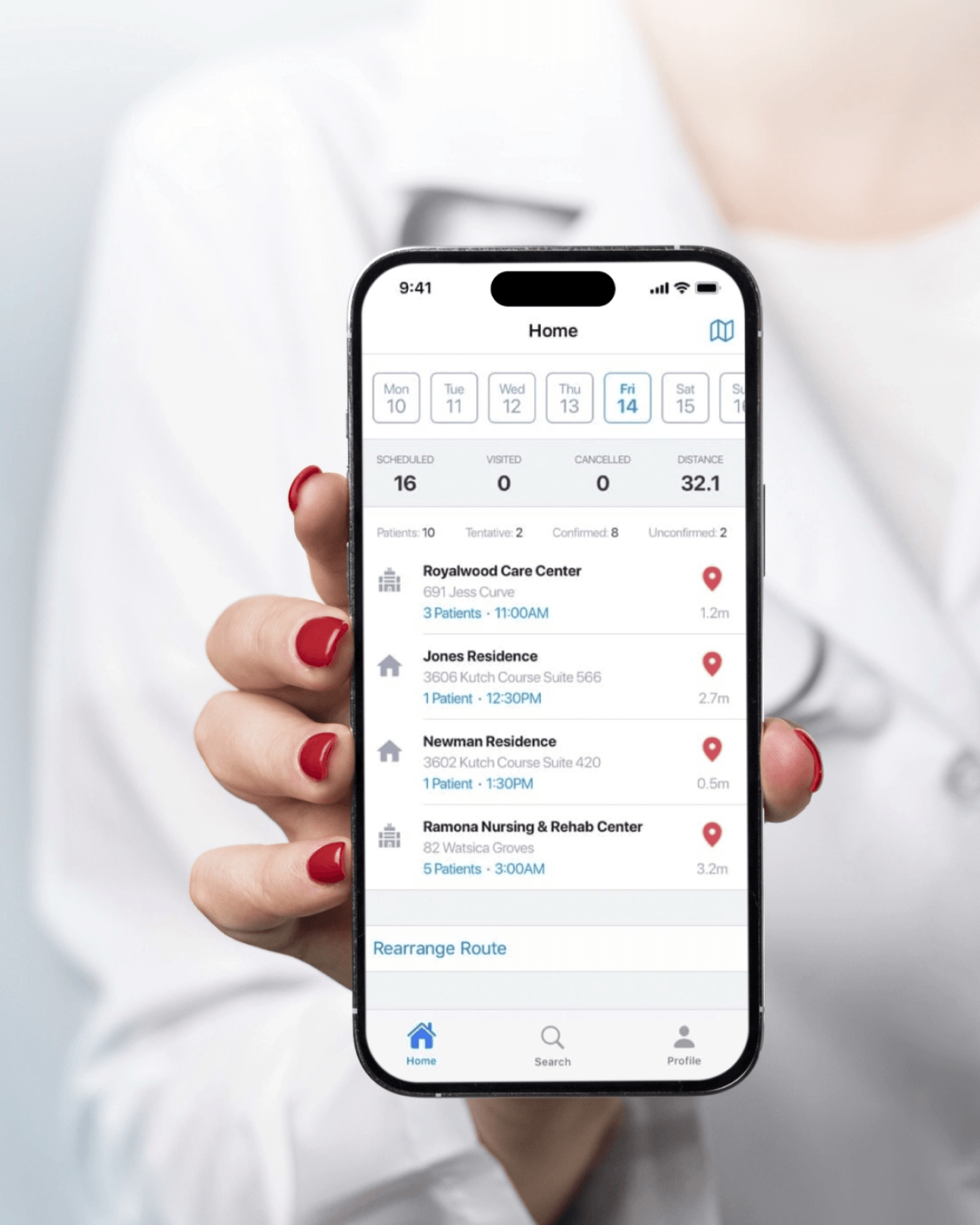 Medical Doctors Scheduler — house-call route planning mobile app